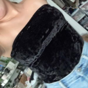 Velvet tube top bodysuit